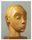 A colour photo of a clay sculpture of the head of a young girl