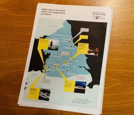 Documents from 'Welcome to the North Public Art Programme Locations'. It shows a map of the north of England, with highlighted locations showing the locations of different artworks.